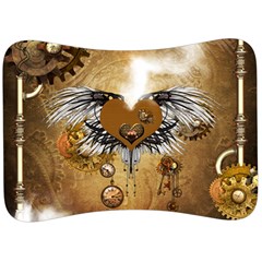 Wonderful Steampunk Heart With Wings, Clocks And Gears Velour Seat Head Rest Cushion