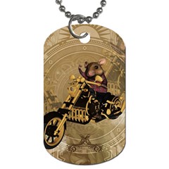 Funny Cute Mouse On A Motorcycle Dog Tag (One Side)