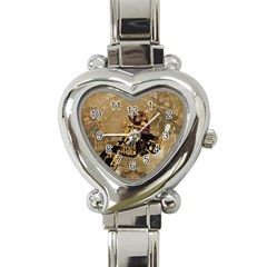 Funny Cute Mouse On A Motorcycle Heart Italian Charm Watch