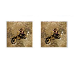 Funny Cute Mouse On A Motorcycle Cufflinks (Square)