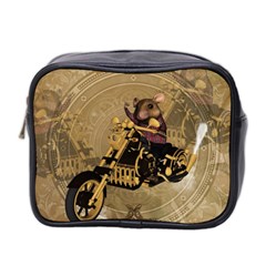 Funny Cute Mouse On A Motorcycle Mini Toiletries Bag (Two Sides)