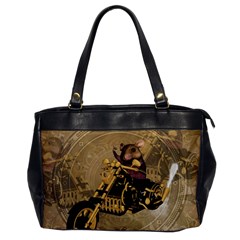 Funny Cute Mouse On A Motorcycle Oversize Office Handbag by FantasyWorld7