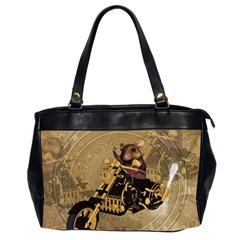 Funny Cute Mouse On A Motorcycle Oversize Office Handbag (2 Sides)