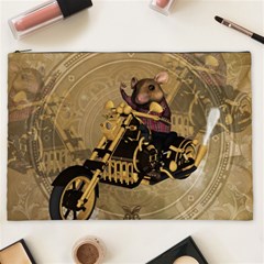 Funny Cute Mouse On A Motorcycle Cosmetic Bag (XXL)