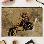 Funny Cute Mouse On A Motorcycle Cosmetic Bag (XXXL) Back