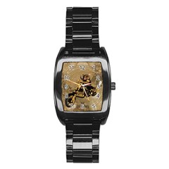 Funny Cute Mouse On A Motorcycle Stainless Steel Barrel Watch