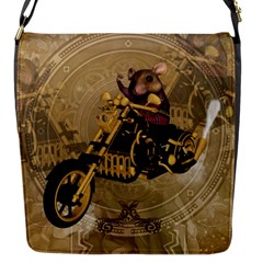 Funny Cute Mouse On A Motorcycle Flap Closure Messenger Bag (S)