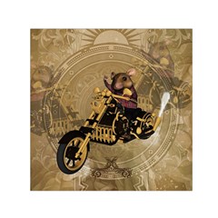 Funny Cute Mouse On A Motorcycle Small Satin Scarf (Square)