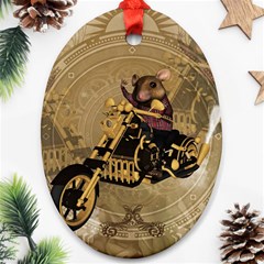 Funny Cute Mouse On A Motorcycle Ornament (Oval)