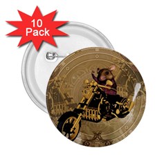 Funny Cute Mouse On A Motorcycle 2.25  Buttons (10 pack) 