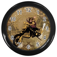 Funny Cute Mouse On A Motorcycle Wall Clock (Black)