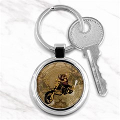 Funny Cute Mouse On A Motorcycle Key Chains (round)  by FantasyWorld7