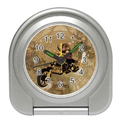 Funny Cute Mouse On A Motorcycle Travel Alarm Clock