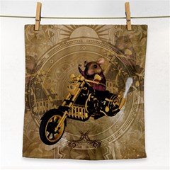 Funny Cute Mouse On A Motorcycle Face Towel