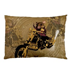 Funny Cute Mouse On A Motorcycle Pillow Case