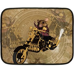 Funny Cute Mouse On A Motorcycle Fleece Blanket (Mini)