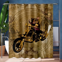 Funny Cute Mouse On A Motorcycle Shower Curtain 60  x 72  (Medium) 