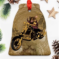 Funny Cute Mouse On A Motorcycle Ornament (Bell)