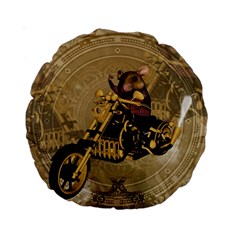 Funny Cute Mouse On A Motorcycle Standard 15  Premium Round Cushions