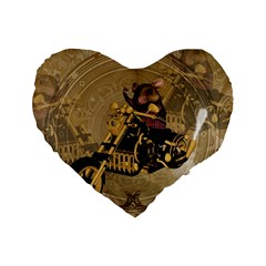 Funny Cute Mouse On A Motorcycle Standard 16  Premium Heart Shape Cushions