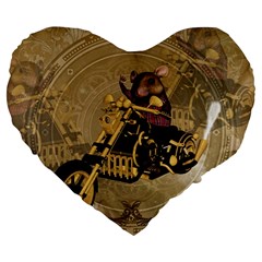 Funny Cute Mouse On A Motorcycle Large 19  Premium Heart Shape Cushions