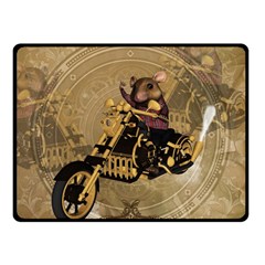 Funny Cute Mouse On A Motorcycle Double Sided Fleece Blanket (small)  by FantasyWorld7