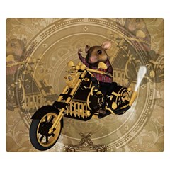 Funny Cute Mouse On A Motorcycle Double Sided Flano Blanket (small)  by FantasyWorld7