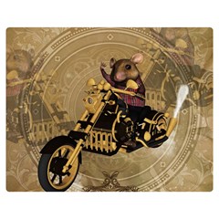 Funny Cute Mouse On A Motorcycle Double Sided Flano Blanket (medium)  by FantasyWorld7