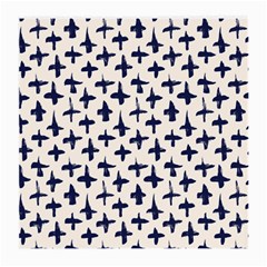 Pattern Ink Blue Navy Crosses Grunge Flesh And Navy Pattern Ink Crosses Grunge Flesh Beige Background Medium Glasses Cloth (2-side) by genx