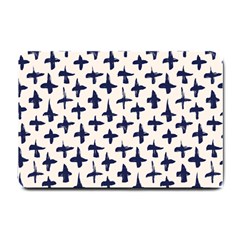 Pattern Ink Blue Navy Crosses Grunge Flesh And Navy Pattern Ink Crosses Grunge Flesh Beige Background Small Doormat  by genx