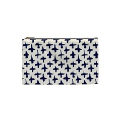 Pattern Ink Blue Navy Crosses Grunge Flesh And Navy Pattern Ink Crosses Grunge Flesh Beige Background Cosmetic Bag (small) by genx