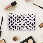 Pattern Ink blue navy Crosses Grunge Flesh And Navy Pattern Ink Crosses Grunge Flesh beige background Cosmetic Bag (Small) Front