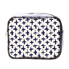 Pattern Ink Blue Navy Crosses Grunge Flesh And Navy Pattern Ink Crosses Grunge Flesh Beige Background Mini Toiletries Bag (one Side) by genx