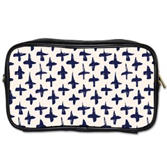 Pattern Ink Blue Navy Crosses Grunge Flesh And Navy Pattern Ink Crosses Grunge Flesh Beige Background Toiletries Bag (one Side) by genx