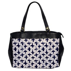 Pattern Ink Blue Navy Crosses Grunge Flesh And Navy Pattern Ink Crosses Grunge Flesh Beige Background Oversize Office Handbag by genx