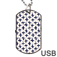 Pattern Ink Blue Navy Crosses Grunge Flesh And Navy Pattern Ink Crosses Grunge Flesh Beige Background Dog Tag Usb Flash (two Sides) by genx