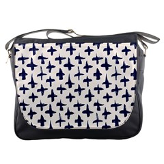 Pattern Ink Blue Navy Crosses Grunge Flesh And Navy Pattern Ink Crosses Grunge Flesh Beige Background Messenger Bag by genx