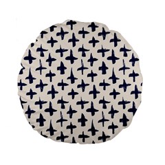 Pattern Ink Blue Navy Crosses Grunge Flesh And Navy Pattern Ink Crosses Grunge Flesh Beige Background Standard 15  Premium Round Cushions by genx