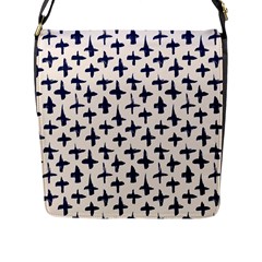 Pattern Ink Blue Navy Crosses Grunge Flesh And Navy Pattern Ink Crosses Grunge Flesh Beige Background Flap Closure Messenger Bag (l) by genx