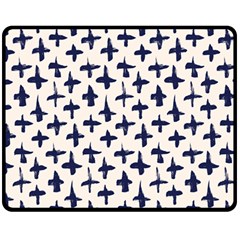 Pattern Ink Blue Navy Crosses Grunge Flesh And Navy Pattern Ink Crosses Grunge Flesh Beige Background Double Sided Fleece Blanket (medium)  by genx