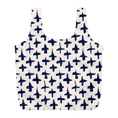 Pattern Ink Blue Navy Crosses Grunge Flesh And Navy Pattern Ink Crosses Grunge Flesh Beige Background Full Print Recycle Bag (l) by genx