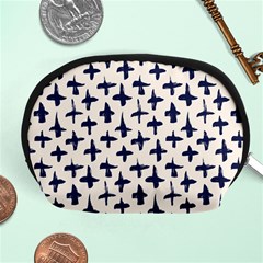 Pattern Ink Blue Navy Crosses Grunge Flesh And Navy Pattern Ink Crosses Grunge Flesh Beige Background Accessory Pouch (medium) by genx