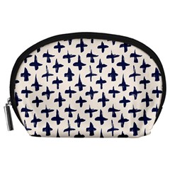 Pattern Ink Blue Navy Crosses Grunge Flesh And Navy Pattern Ink Crosses Grunge Flesh Beige Background Accessory Pouch (large) by genx