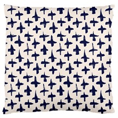 Pattern Ink Blue Navy Crosses Grunge Flesh And Navy Pattern Ink Crosses Grunge Flesh Beige Background Large Flano Cushion Case (one Side) by genx