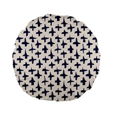 Pattern Ink Blue Navy Crosses Grunge Flesh And Navy Pattern Ink Crosses Grunge Flesh Beige Background Standard 15  Premium Flano Round Cushions by genx