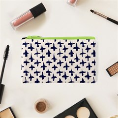 Pattern Ink Blue Navy Crosses Grunge Flesh And Navy Pattern Ink Crosses Grunge Flesh Beige Background Cosmetic Bag (xs) by genx