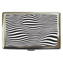 Retro Psychedelic Waves Pattern 80s Black And White Cigarette Money Case by genx