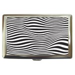 Retro Psychedelic Waves pattern 80s Black and White Cigarette Money Case Front