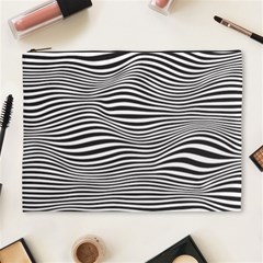 Retro Psychedelic Waves Pattern 80s Black And White Cosmetic Bag (xl) by genx