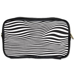 Retro Psychedelic Waves Pattern 80s Black And White Toiletries Bag (one Side) by genx